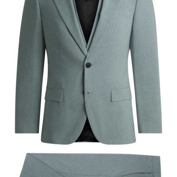 Costume Slim trois pièces en tissu effet lin – Hugo Boss