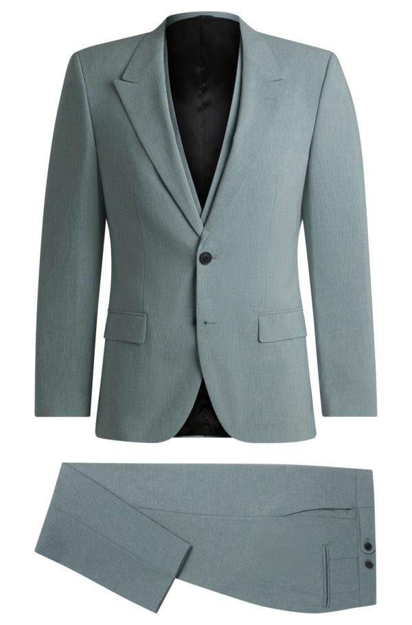 Hugo Boss Costume Slim trois pièces en tissu effet lin