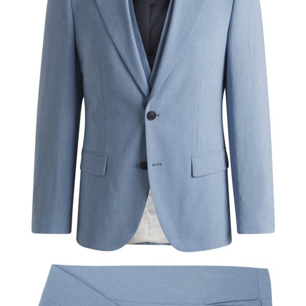Costume Slim trois pièces en tissu effet lin – Hugo Boss