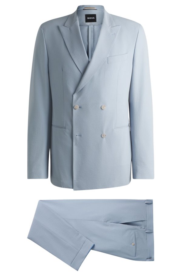 Hugo Boss Costume croisé en seersucker stretch