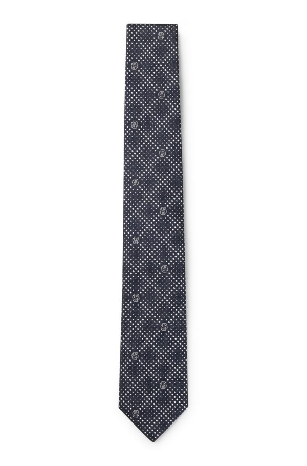 Hugo Boss Cravate en soie mélangée à monogramme jacquard Double B