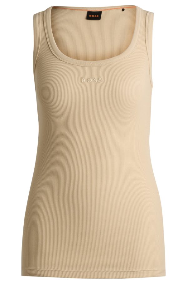 Hugo Boss Débardeur Slim Fit en coton stretch à la structure côtelée