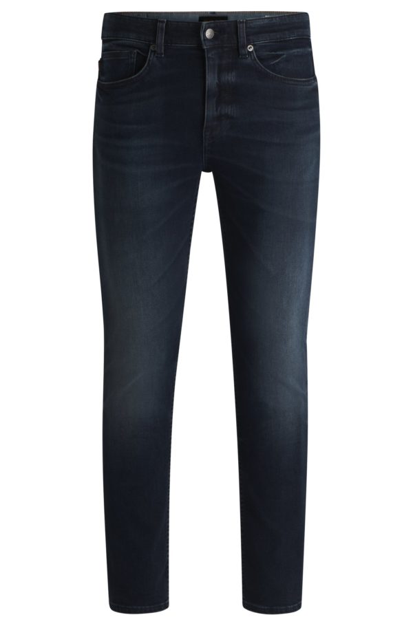Hugo Boss Jean Slim Delaware en denim bleu-noir flammé
