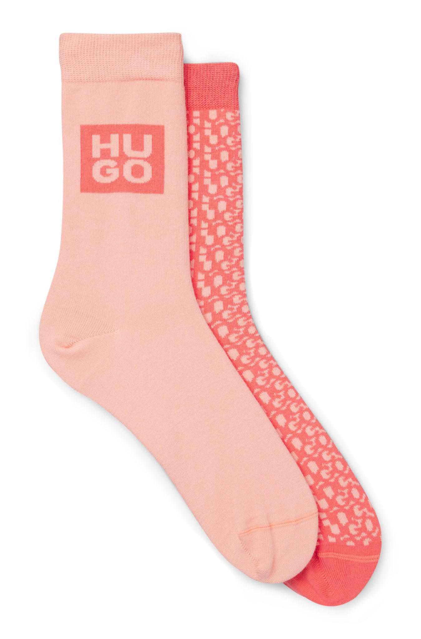 Hugo Boss Lot de deux paires de chaussettes mi-mollet en coton mélangé