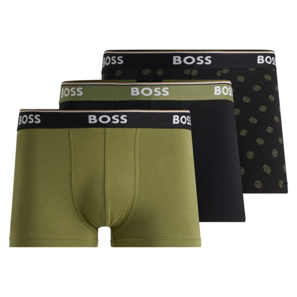 Lot de trois boxers courts en coton stretch avec taille logotée – Hugo Boss