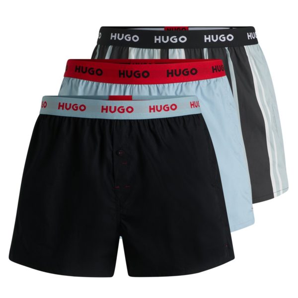 Lot de trois boxers en coton avec taille logotée – Hugo Boss