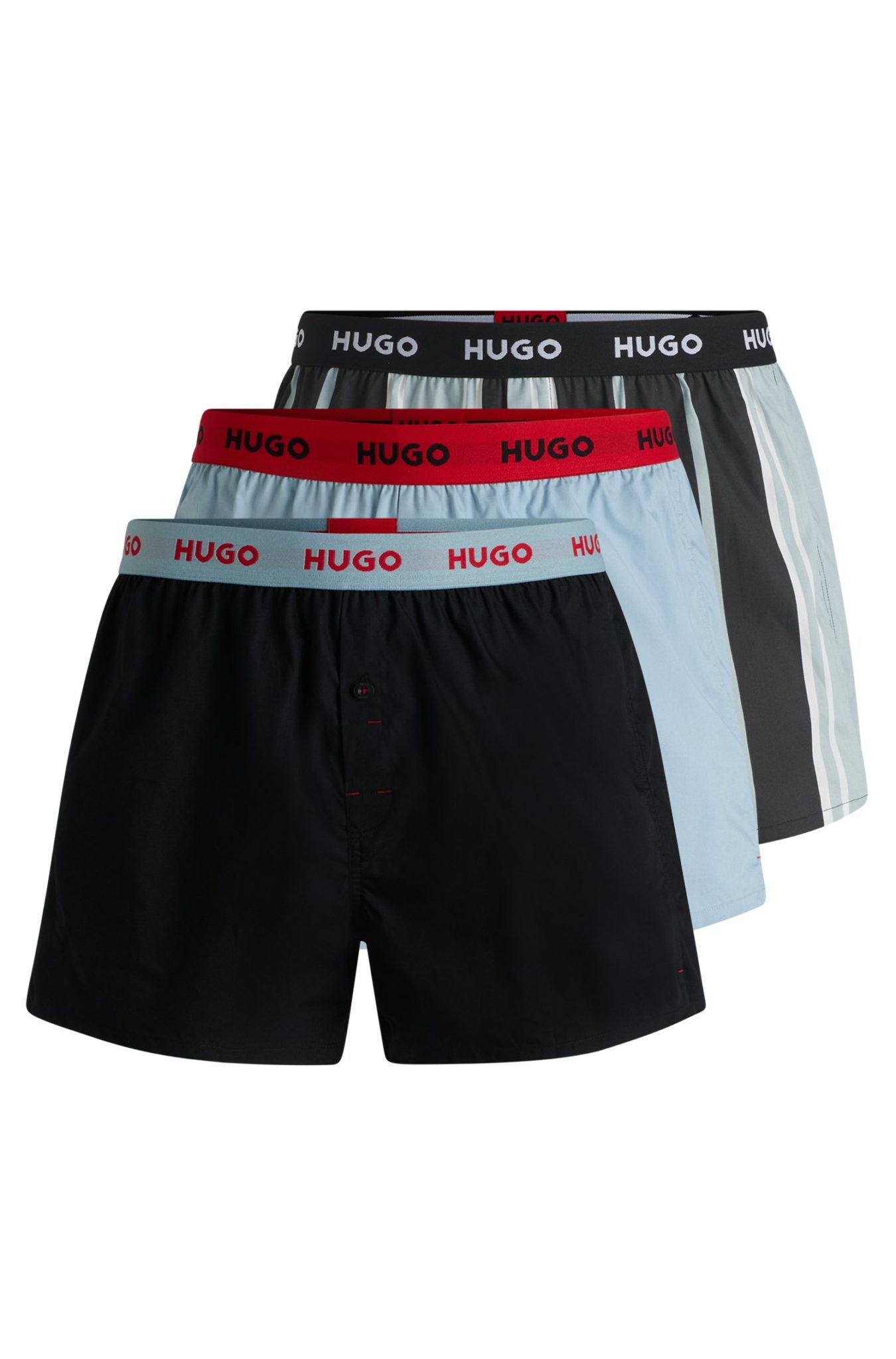 Hugo Boss Lot de trois boxers en coton avec taille logotée