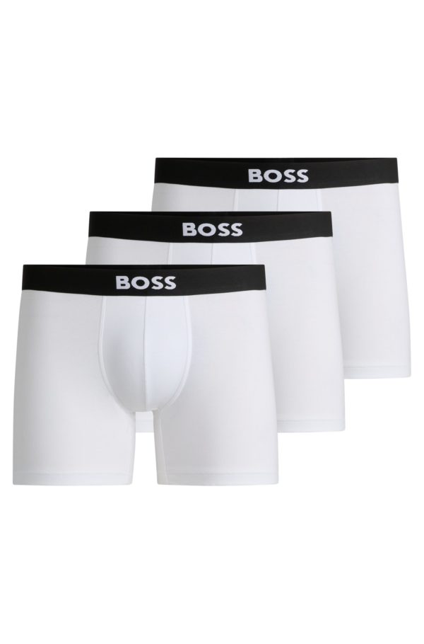 Hugo Boss Lot de trois boxers longs en coton stretch avec logo