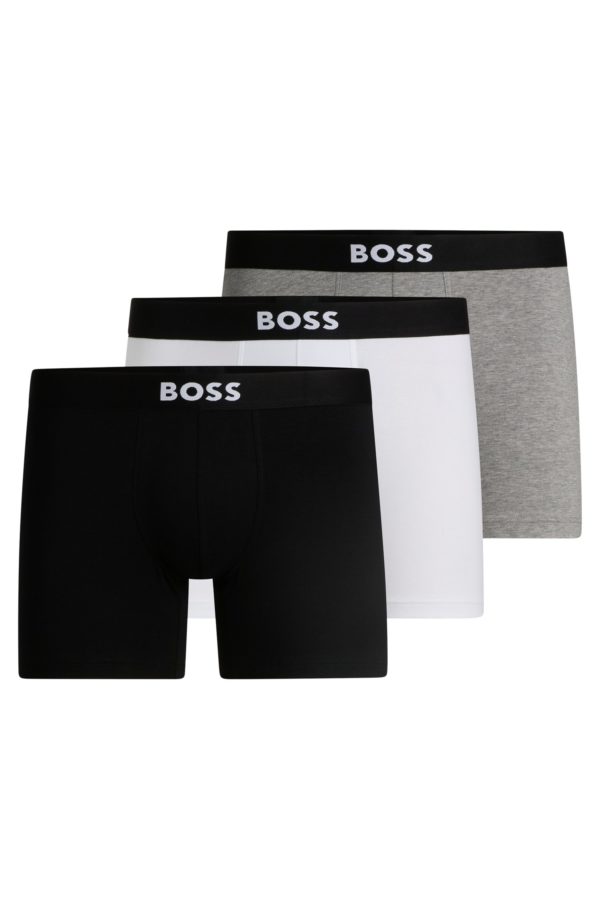 Hugo Boss Lot de trois boxers longs en coton stretch avec logo
