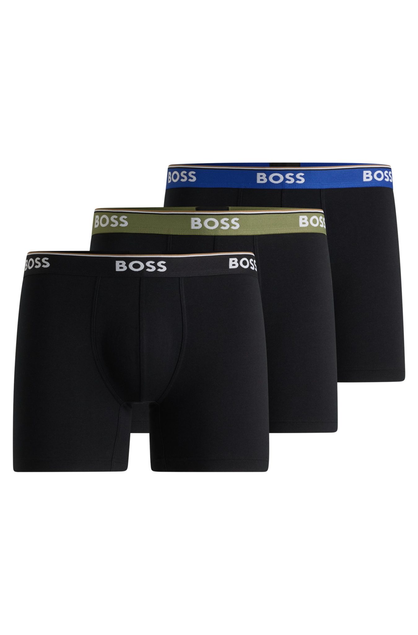 Hugo Boss Lot de trois boxers longs en coton stretch avec logos