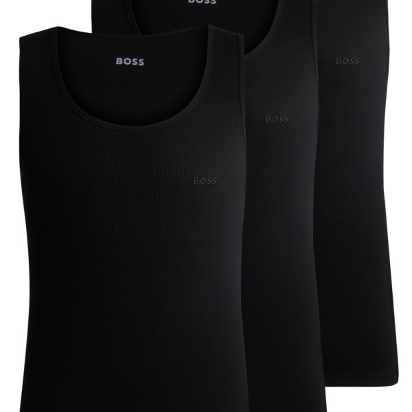 Lot de trois débardeurs en coton à logos brodés – Hugo Boss