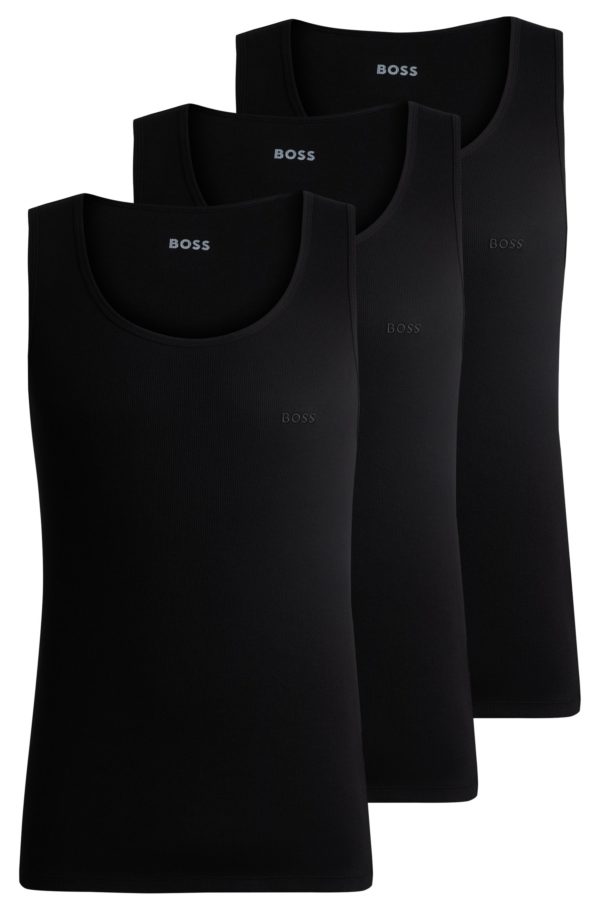 Hugo Boss Lot de trois débardeurs en coton à logos brodés