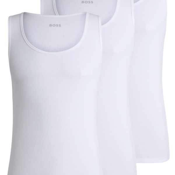 Lot de trois débardeurs en coton à logos brodés – Hugo Boss