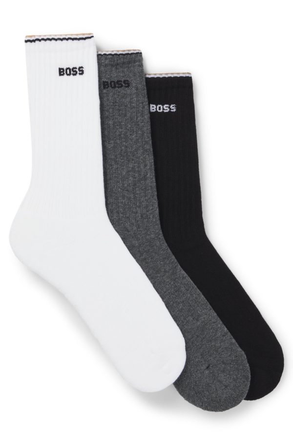 Hugo Boss Lot de trois paires de chaussettes basses en coton mélangé avec logos