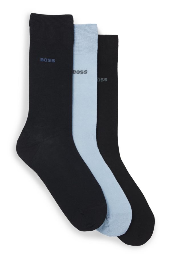 Hugo Boss Lot de trois paires de chaussettes mi-mollet en coton mélangé