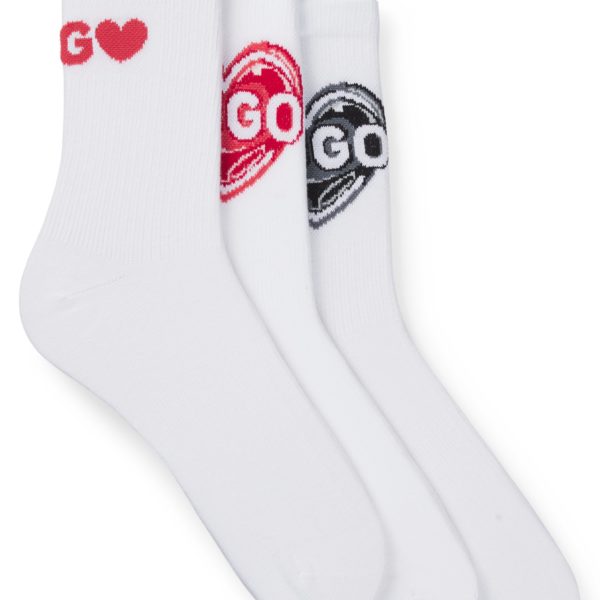 Lot de trois paires de chaussettes mi-mollet en coton mélangé à logos – Hugo Boss