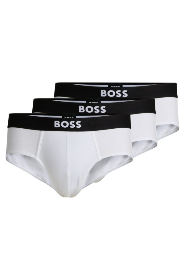 Hugo Boss Lot de trois slips en coton stretch avec taille logotée