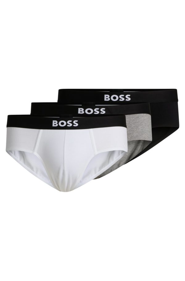 Hugo Boss Lot de trois slips en coton stretch avec taille logotée