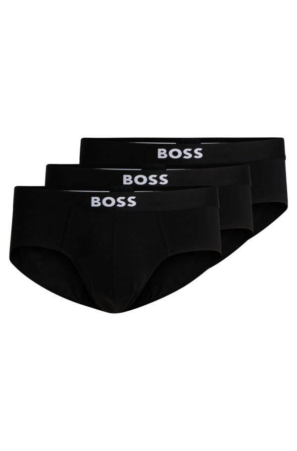 Hugo Boss Lot de trois slips en coton stretch avec taille logotée