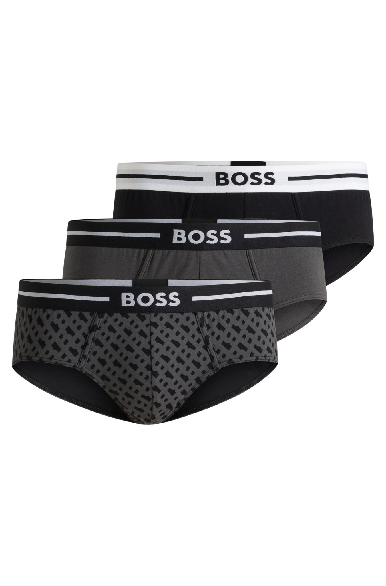 Hugo Boss Lot de trois slips logotés en coton stretch