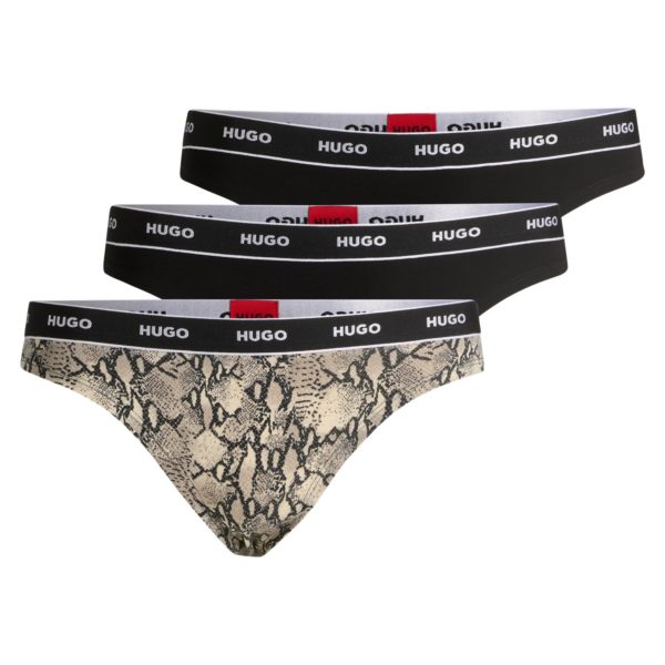 Lot de trois strings en coton stretch avec taille logotée – Hugo Boss