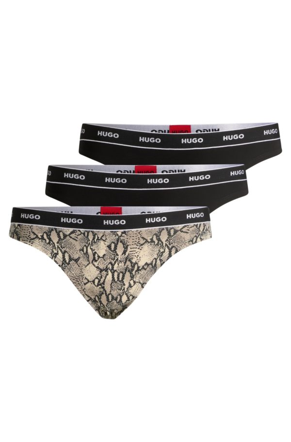Hugo Boss Lot de trois strings en coton stretch avec taille logotée