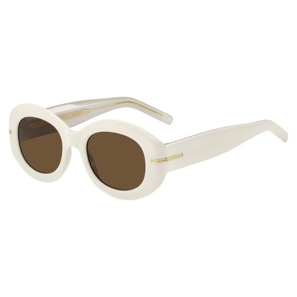 Hugo Boss Lunettes de soleil en acétate blanc avec détail doré emblématique