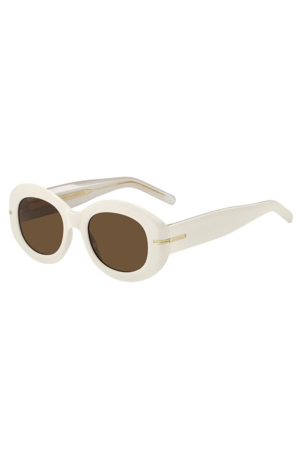 Hugo Boss Lunettes de soleil en acétate blanc avec détail doré emblématique