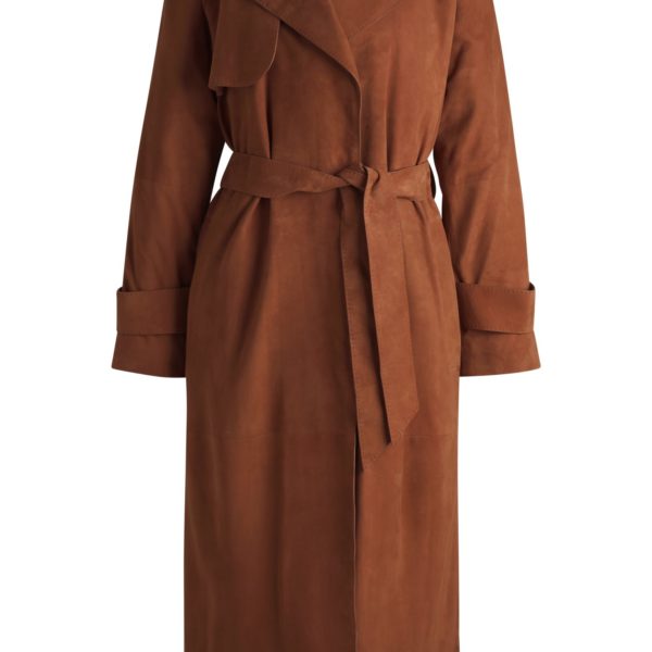 Hugo Boss Manteau en cuir nubuck à bords peints