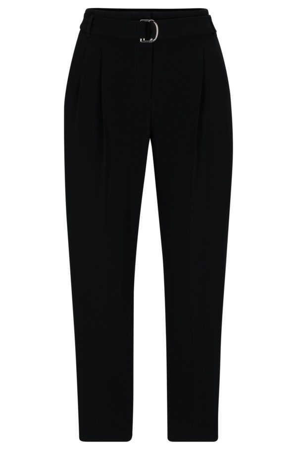 Hugo Boss Pantalon Regular Fit en crêpe japonais à ceinture