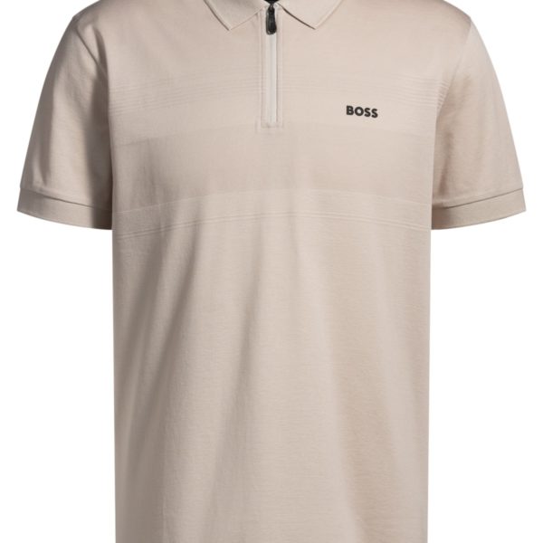 Hugo Boss Polo en coton structuré avec encolure zippée