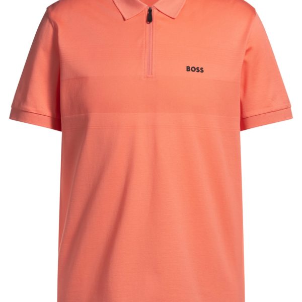 Hugo Boss Polo en coton structuré avec encolure zippée
