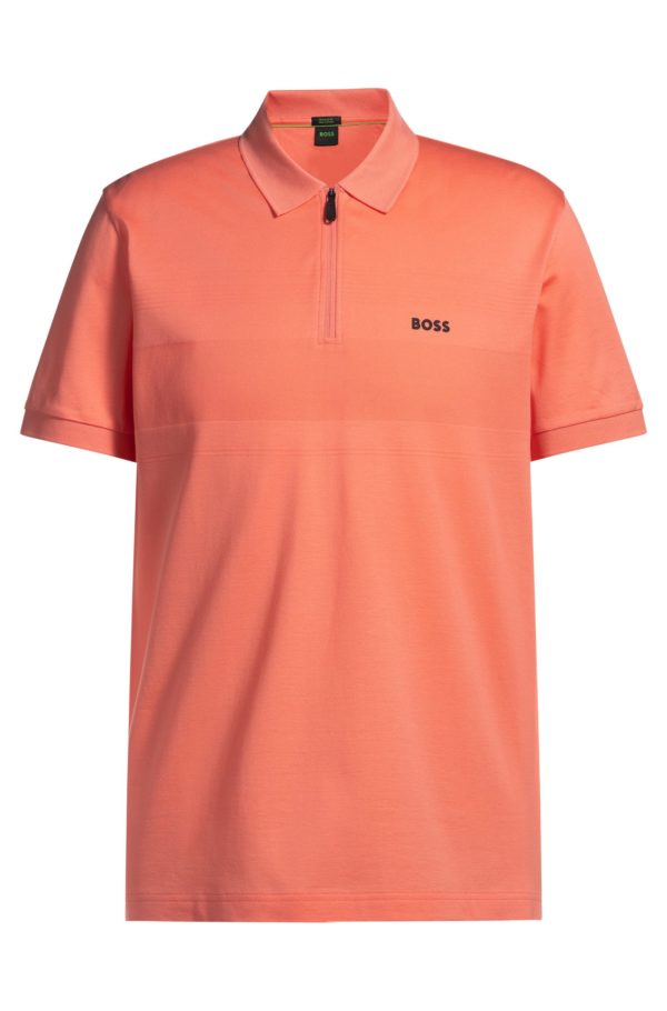 Hugo Boss Polo en coton structuré avec encolure zippée