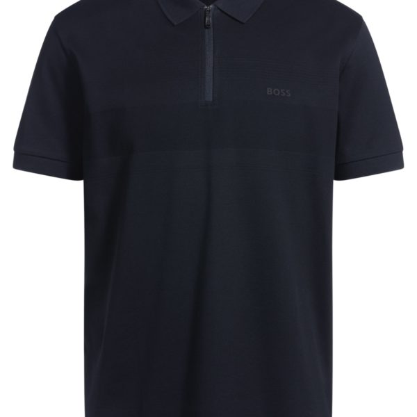 Hugo Boss Polo en coton structuré avec encolure zippée