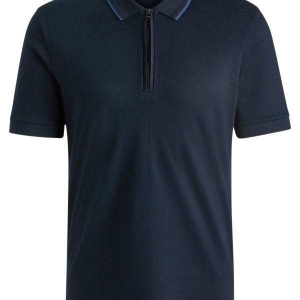 Hugo Boss Polo en coton structuré avec patte zippée