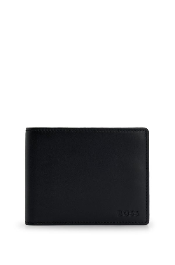 Hugo Boss Portefeuille à deux volets en cuir avec logos embossés et poche pour la monnaie