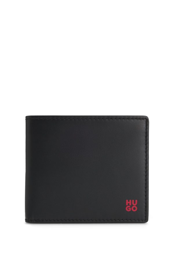 Hugo Boss Portefeuille pliable en cuir avec logo rouge revisité