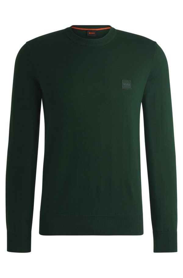 Hugo Boss Pull Regular en coton et cachemire avec patch logoté