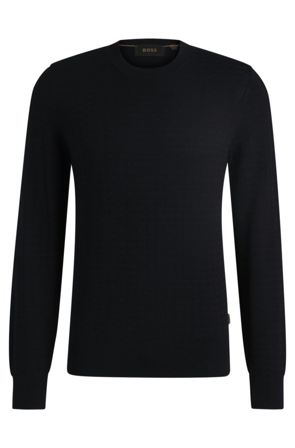 Hugo Boss Pull Regular en maille de soie structurée