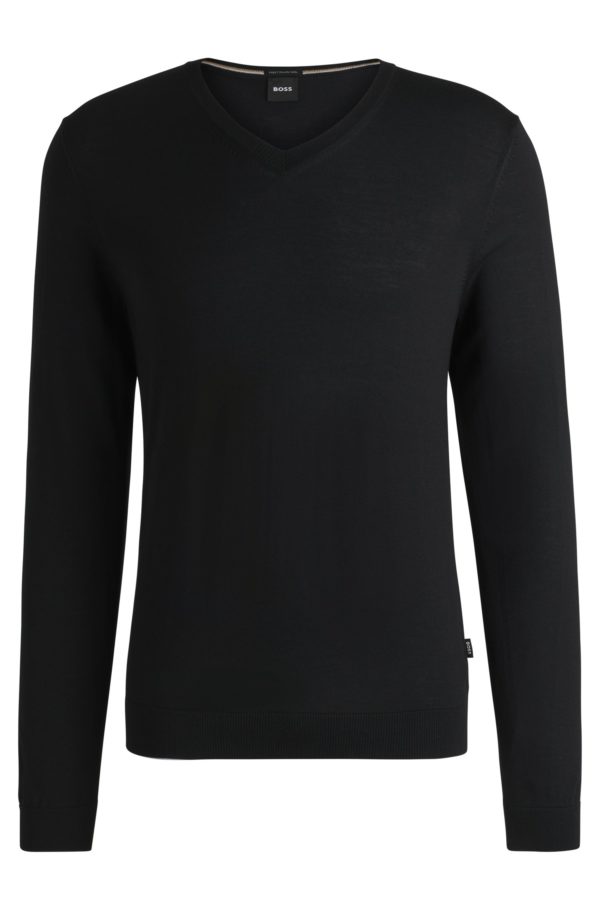 Hugo Boss Pull en laine mérinos avec col V