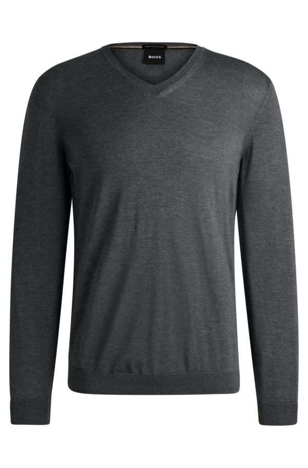 Hugo Boss Pull en laine mérinos avec col V
