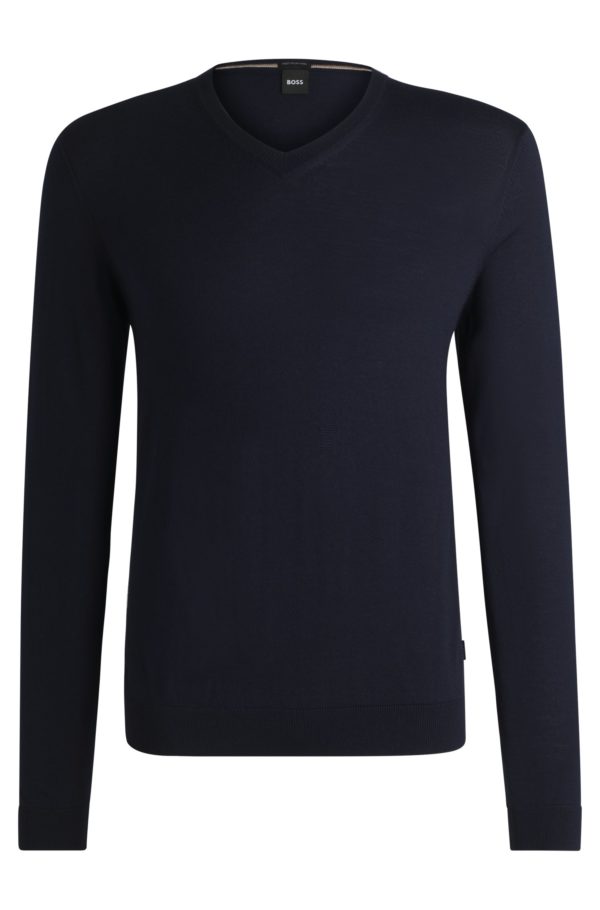 Hugo Boss Pull en laine mérinos avec col V