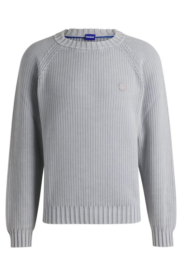Hugo Boss Pull en maille côtelée de coton avec badge logoté