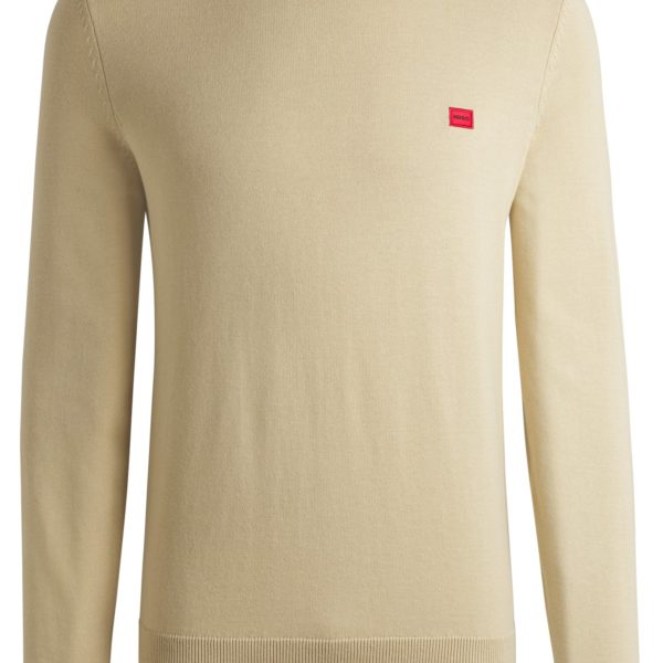 Hugo Boss Pull en coton avec étiquette logotée rouge