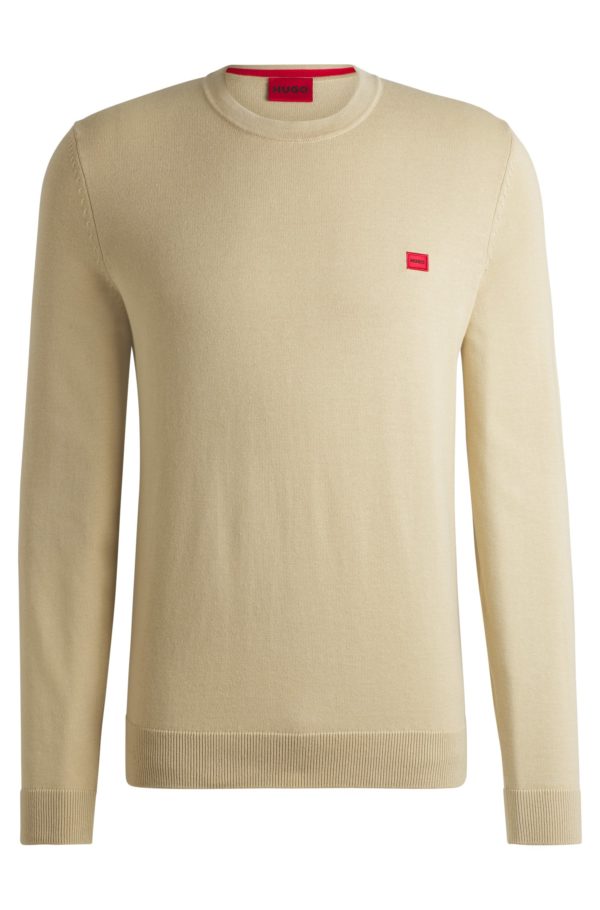 Hugo Boss Pull en coton avec étiquette logotée rouge