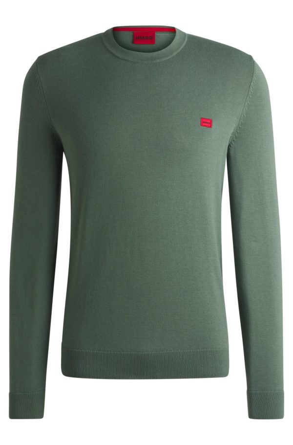 Hugo Boss Pull en coton avec étiquette logotée rouge