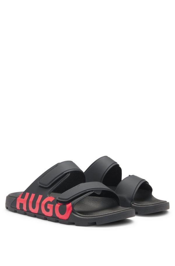 Hugo Boss Sandales à logo avec deux brides auto-adhésives