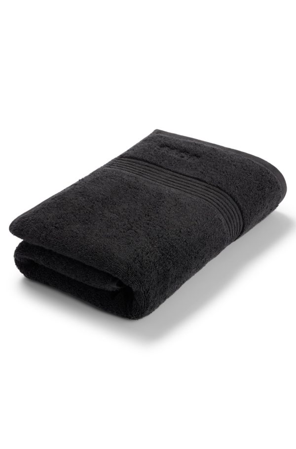 Hugo Boss Serviette de bain en coton noir de la mer Égée avec logo ton sur ton