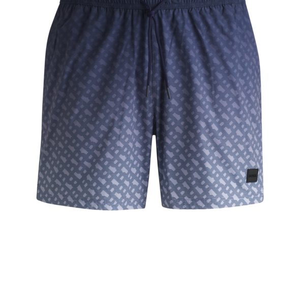 Short de bain à badge logoté et imprimé monogramme effet dégradé – Hugo Boss