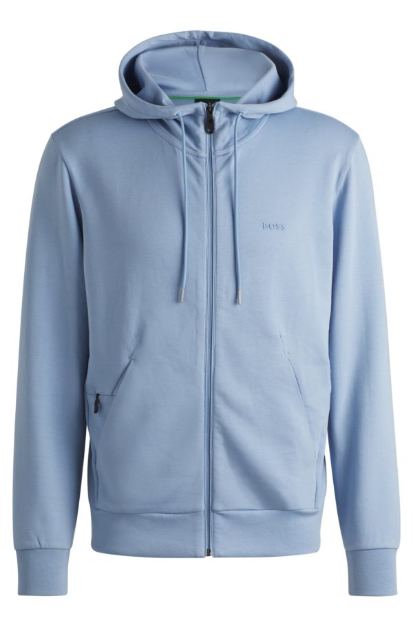 Hugo Boss Sweat à capuche zippé en coton stretch avec logo imprimé